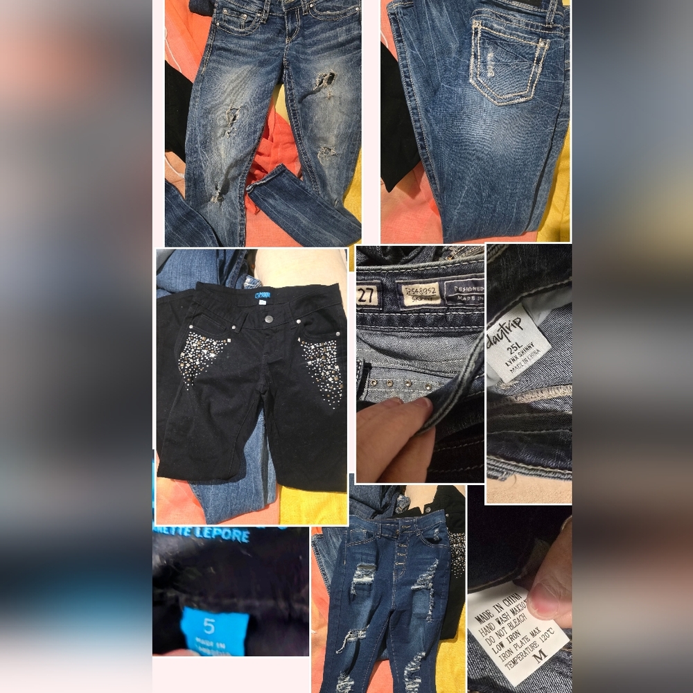 4 Pairs Of Awesome Jeans, Daytrip Black Jeans with Silver Studs, True Religion